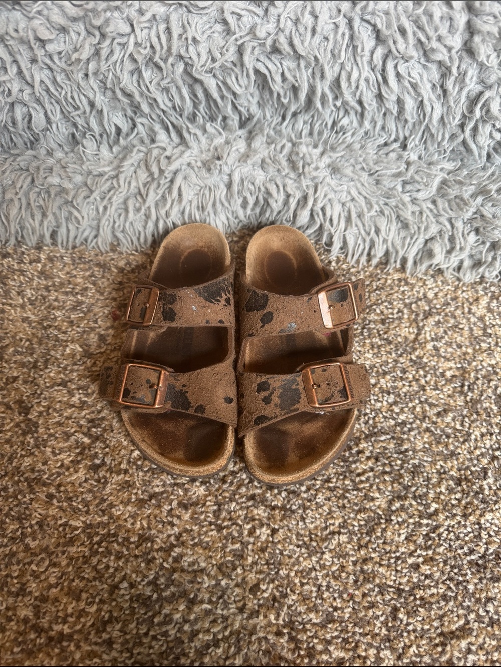 Kids Brown Double-Buckle Sandals